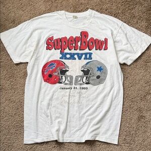 Vintage Super Bowl 1993 NFL Cowboys Buffalo Bills Graphic Single Stitch Tee